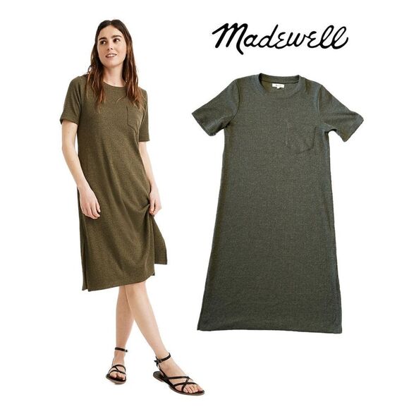 Madewell Ribbed Pocket Tee Midi Dress Size Small - Picture 1 of 17